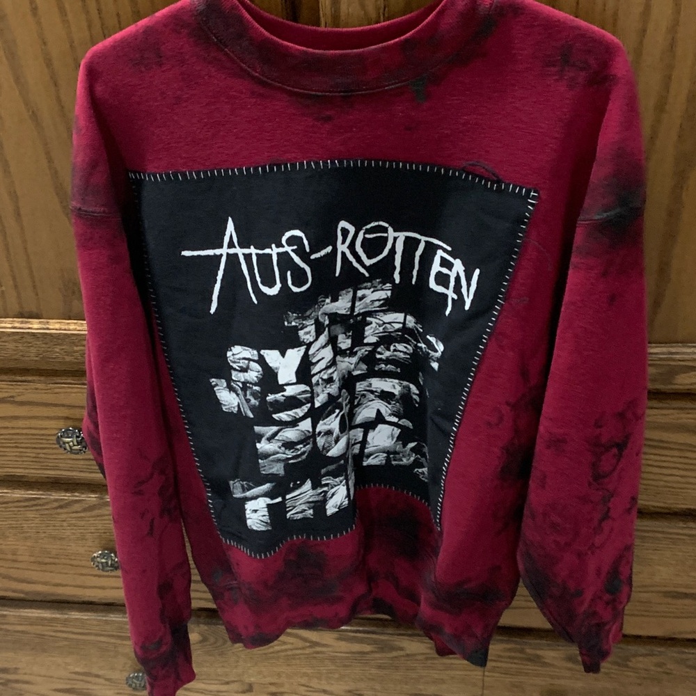 Aus-Rotten Red and Black Graphic Sweatshirt